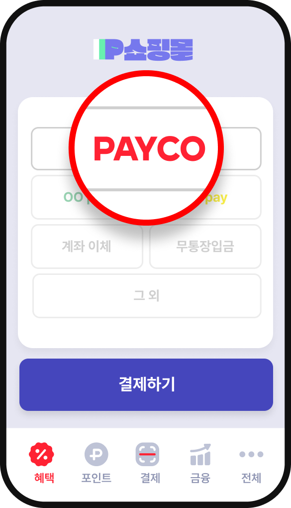 결제수단 PAYCO 선택